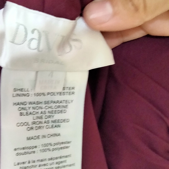 David's Bridal Red Solid Column Dress color Wine - Picture 12 of 15